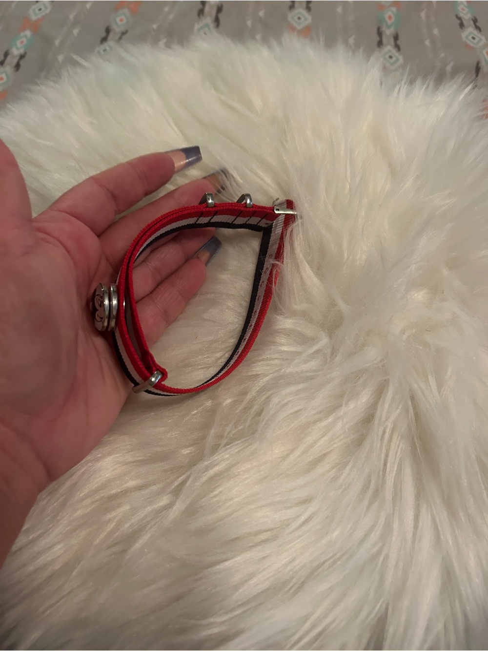 Red and Black Nylon Snap Bracelet